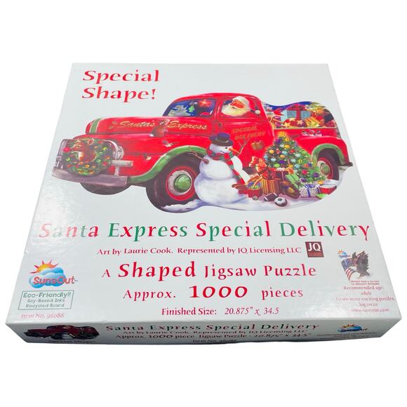 Santa Express Special Delivery Shaped Jigsaw Puzzle 1000 Pieces by SunsOut - Picture 1 of 5